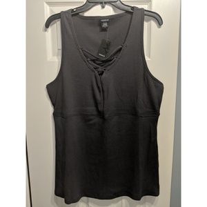 NWT Torrid Grey Ribbed Lace Up Tank Top Size 2